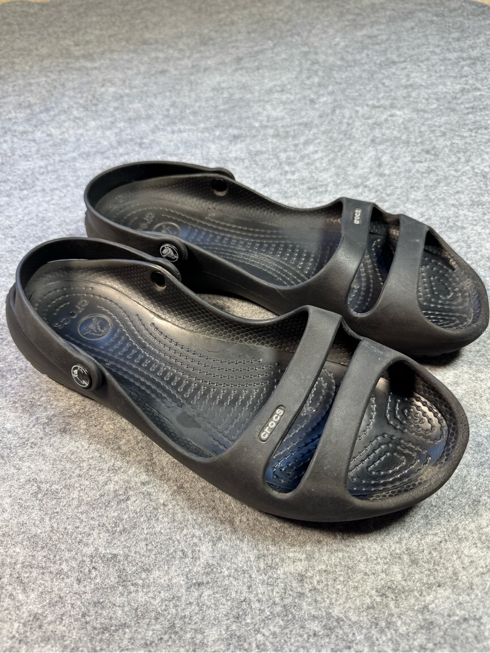 CROCS woman’s Size 11 Black Slide Sandals Slip-On Crocs Comfort Lightweight